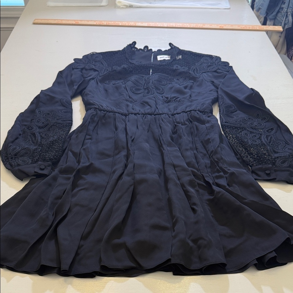 CLEAROUT Self Portrait Chemical Lace Bib Mini Dress Size 0 - Picture 6 of 16